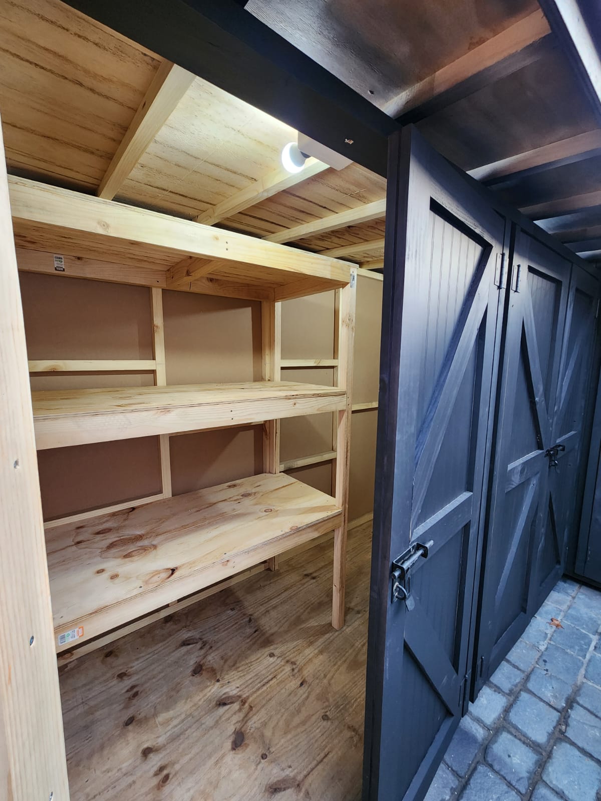 Bodega L Madera para Jardín Exterior Puertas Tipo Granero BOAM09