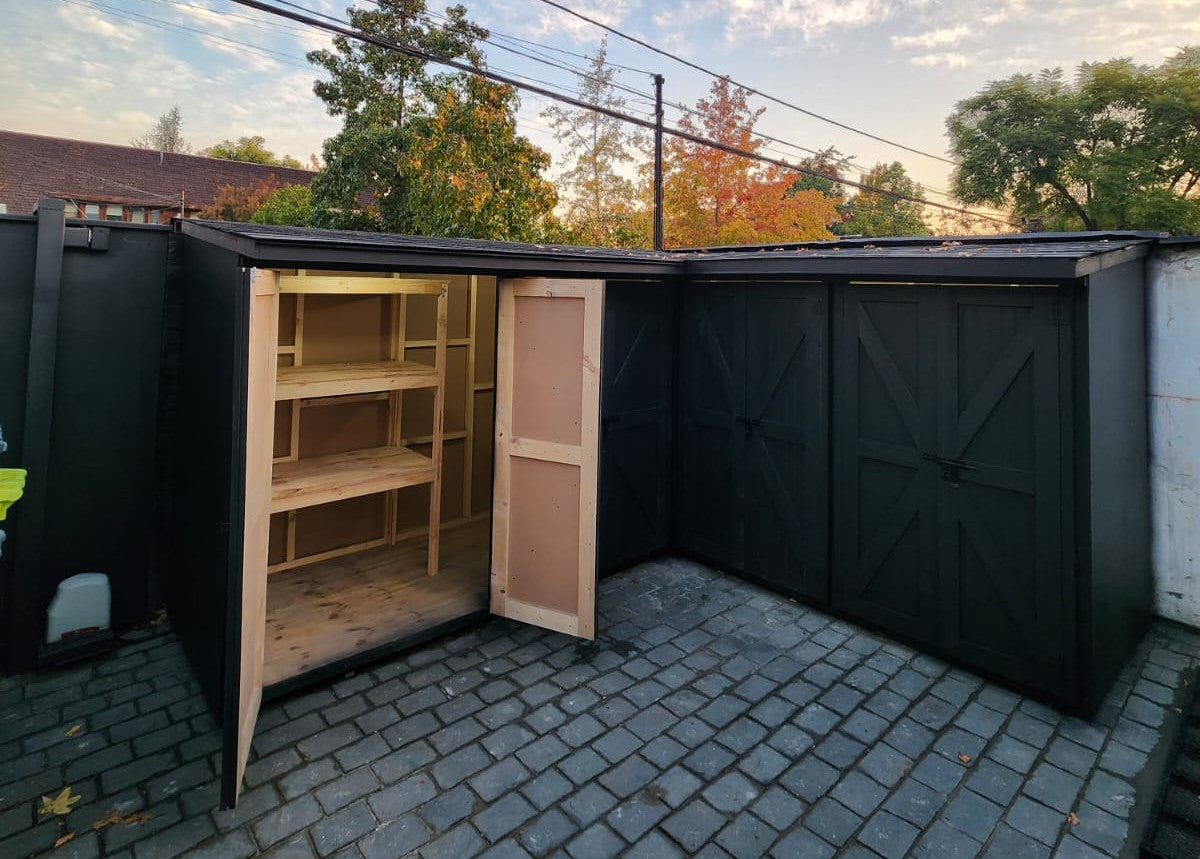 Bodega L Madera para Jardín Exterior Puertas Tipo Granero