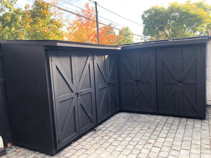 Bodega L Madera para Jardín Exterior Puertas Tipo Granero